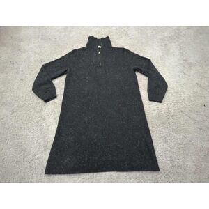 J Crew Sweater Dress Womens L Black‎ Speckled Pullover Long Sleeve Knee Length